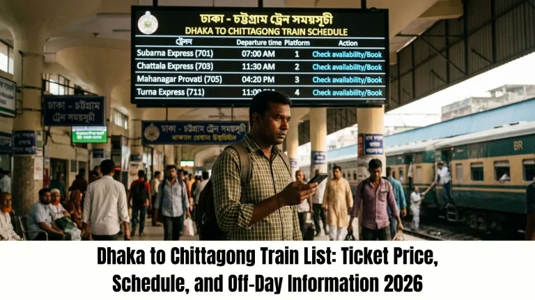 Dhaka to Chittagong Train List